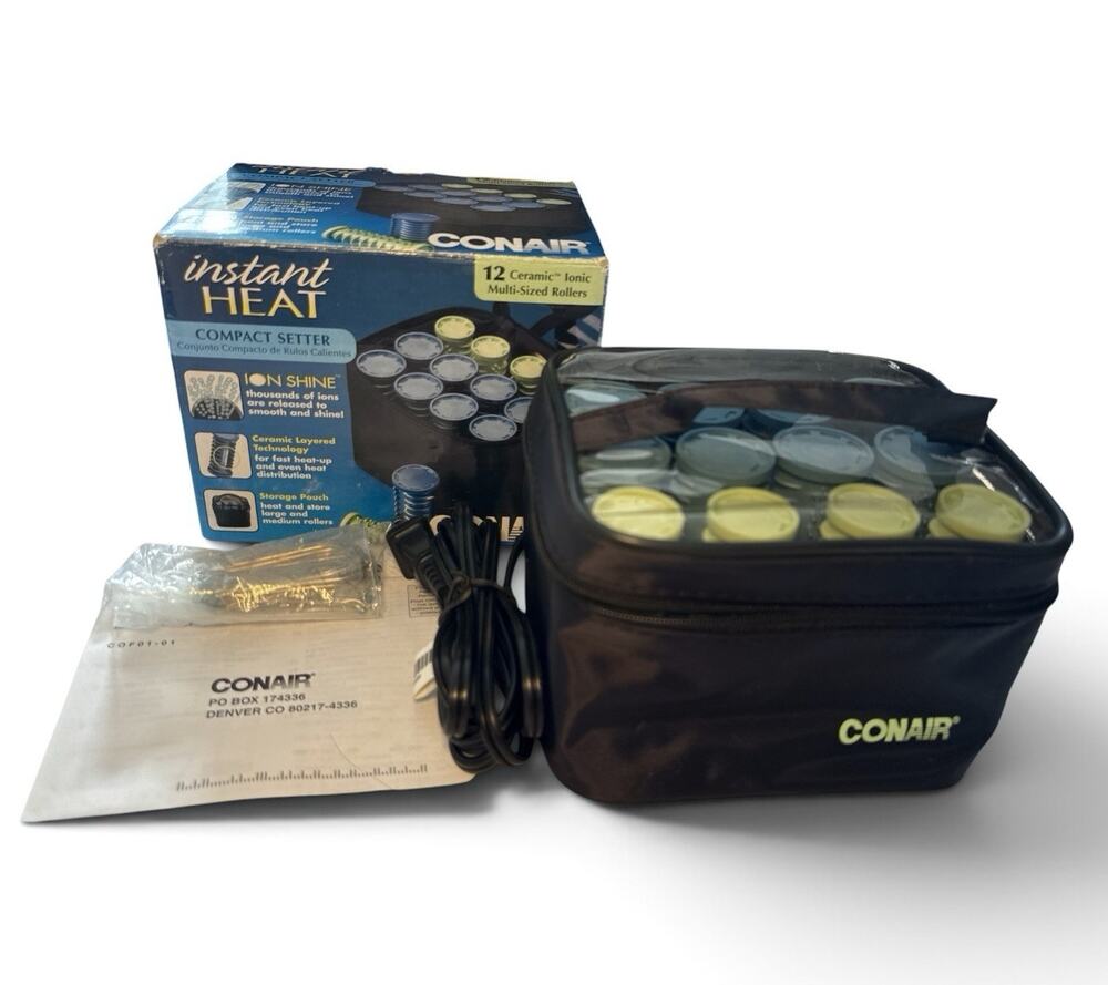Conair Instant Heat Compact Styling Setter HS28R Ceramic 12 Rollers w/ Clips